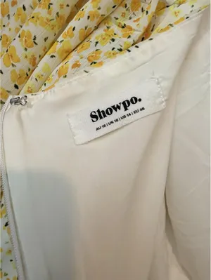 Showpo Women's US 14 Yellow Floral Off-Shoulder Puff Sleeve Mini Dress thumbnail 5