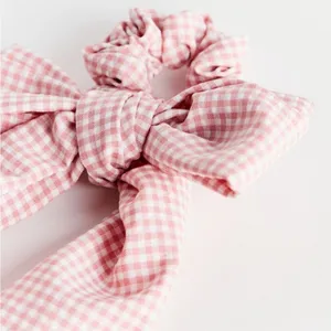 New Urban Outfitters Pink Gingham Bow Hair Scrunchie thumbnail 2