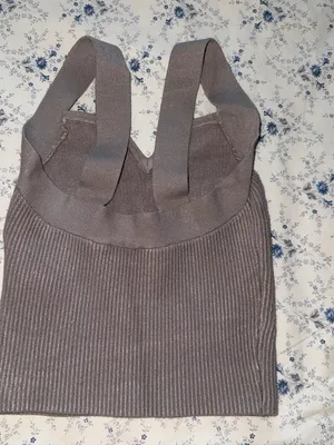 Abercrombie & Fitch Ribbed Tank in dark gray thumbnail 3