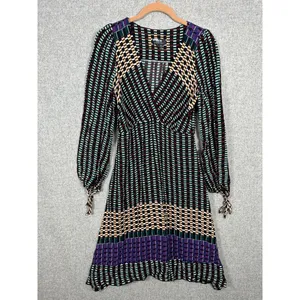 Maeve Size 4 Dress Long‎ Sleeve Geometric Faux Wrap Colorful Womens A-Line thumbnail 3