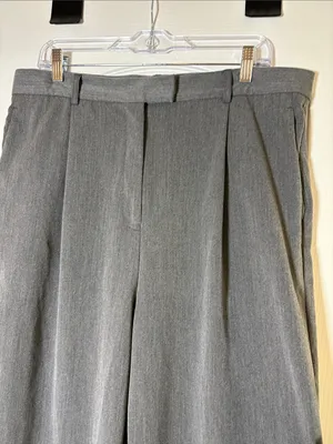 Djerf Avenue Favorite Pants High Rise Wide Leg Pleated Trouser Grey Size XL thumbnail 3