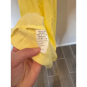 Petal and Pup Yellow Strapless Twist Front Cutout Linen Blend Midi Dress US 6 thumbnail 4