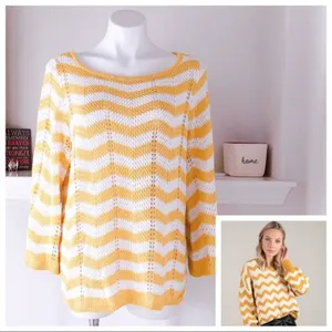 89th & Madison Sweater Perforated Knit Zig Zag Pattern Pullover Size XL thumbnail 12