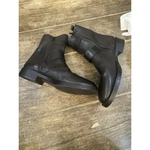 Emanuele Crasto Italian Leather Moto Boots Black doble Buckle Zip Womens 41 / 11 thumbnail 6