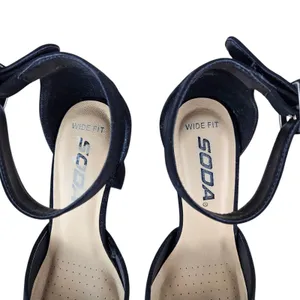Soda Roy Heels Womens Size 8 Wide Black Closed Toe Ankle Strap Chunky Sandals thumbnail 3