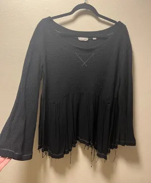 Distressed hem long sleeve top thumbnail 1