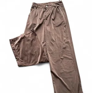shein brown velvet wide leg pants thumbnail 1