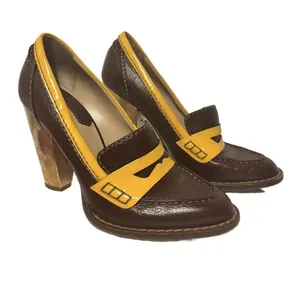 Dolce & Gabbana vintage two-tone penny loafer block heels 1970s retro aesthetic. thumbnail 10