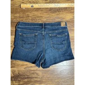 American Eagle Women's Blue Denim Stretch Shorts size 14 thumbnail 2