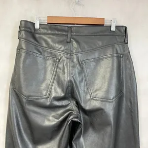 Old Navy OG Loose Faux Leather Pants Women 14 High Rise Straight Edgy Indie Moto thumbnail 5