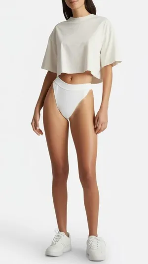Abercrombie & Fitch Soft AF Essentials White Cotton Short Sleeve Crop Top Size S thumbnail 2