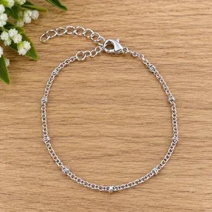 Silver Tone Adjustable Chain Bracelet with Lobster Clasp Minimalist Jewelry thumbnail 2