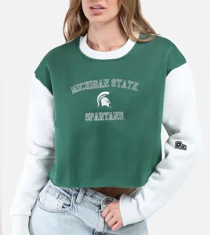 Hype and Vice NWT Michigan State Rookie Sweater Pullover Raglan Fleece Cropped thumbnail 1