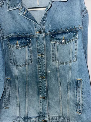 Free People Studded Denim Trucker Jacket $148 MSRP thumbnail 11