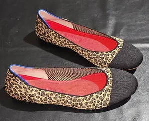 Rothy's Womens Little Cat Square Toe Leopard Print Flats Shoes‎ 10.5 thumbnail 1