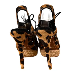Schutz Ashley Animal Print Calf Hair Stiletto Espadrille Heels Women's 6 B thumbnail 5