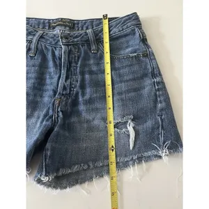 Abercrombie & Fitch Button Fly Distressed Blue Denim Shorts Women’s 25 Raw Hem thumbnail 7