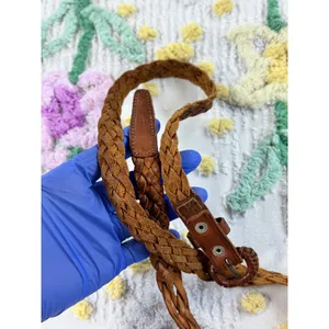 Vintage‎ Braided Leather Belt Cognac Brown Woven Boho Western 36 Inch thumbnail 8