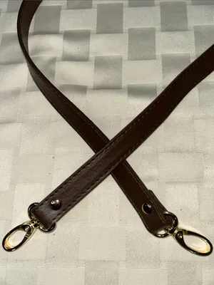 Brown Leather Crossbody Strap with Gold Hardware thumbnail 1