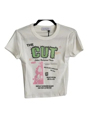 new Daydreamer x Free People 𖦹 The Cut Shrunken Baby Tee 𖦹 Vintage White 𖦹 M thumbnail 4