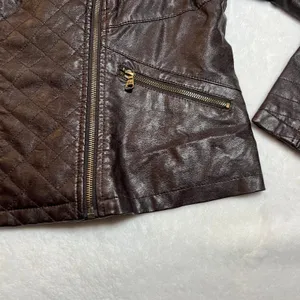 GUESS Faux Leather Moto Jacket Size Large Classic Casual Minimalist Rocker Y2K thumbnail 5
