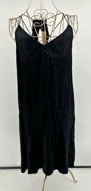 Abercrombie & Fitch Silk Slip Dress Black Strappy Dress Women M A&F Collect thumbnail 1