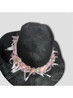 Handcrafted Cowboy Hat Floral Applique Black OS thumbnail 3