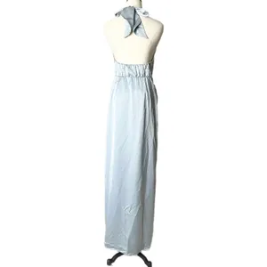 NEW Show Me Your Mumu Dress Brides Silver Blue Halter Neck Maxi Satin Medium thumbnail 5