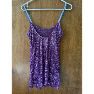 Free People Sz S Sheer Purple Open Back Sequin Slip Dress Y2K Party Layering 90s thumbnail 5
