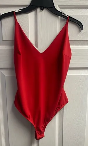 Free People Intimately Bright Red Bodysuit W/ Open Back Size Large thumbnail 1