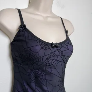Women‎ Fairy Grunge Whimsigoth Babydoll Slip Dress Purple Black Spiderweb Goth thumbnail 10