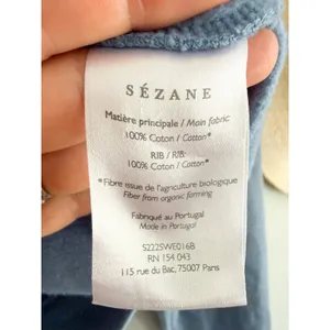 Sezane Sézane | Amour Cafe Creme Sweatshirt Blue Ecru Graphic | Sz S thumbnail 7