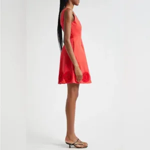 Elexiay Kogi Crochet cut out A Line Mini Dress Square Neck Red $300 M revolve thumbnail 3