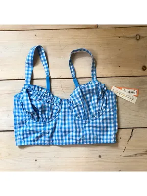 Colsie NWT Women's Blue Gingham Corset Size L thumbnail 2