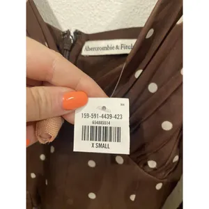 Abercrombie & Fitch Dress Womens XS Brown Polka Dot Sweetheart Mini Puff Sleeve thumbnail 4