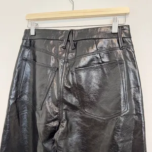Good American Pants Size 26 Black Faux Leather High Rise Straight Corpcore Sleek thumbnail 7