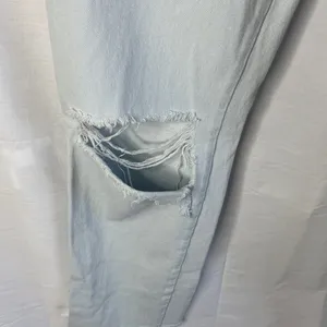 Zara Light Blue Cropped Raw Hem Jeans thumbnail 5