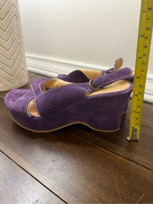 Sundance Purple Suede Slingback Wedge Sandals size 36 thumbnail 10