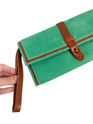 Madewell 1937 Accessories Green Suede Snakeskin Leather Wristlet Clutch Wallet thumbnail 11