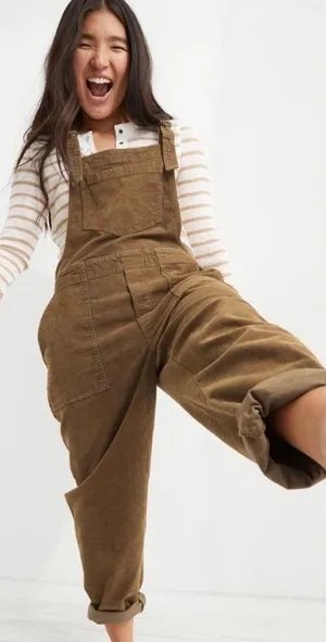 Aerie Bib Overalls Corduroy Werk N Play Women’s XS Brown Suspender Baggy Y2K thumbnail 1