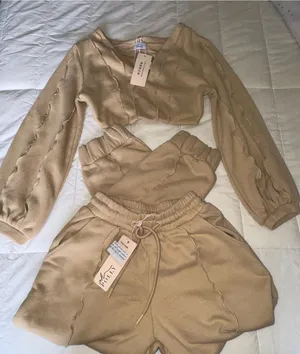 Oh Polly Beige Cropped Sweatshirt & Drawstring Joggers Set thumbnail 1