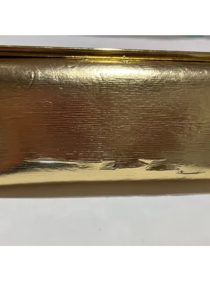 Tory Burch Gold Metallic Leather Cosmetic Case 7" X 3" Rectangular Design 2s thumbnail 3