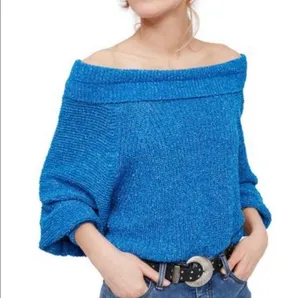 Free People Edessa Blue Balloon Sleeve Sweater Slouchy Sz XS Boho thumbnail 1