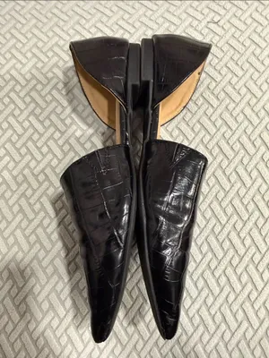 Esprit Black Croc-Embossed Pointed Toe Piper Flats Size 9 M thumbnail 7