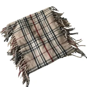 V. Fraas Cashmink Plaid Scarf Fringe Trim Unisex Adult Preppy Striped Cozy thumbnail 2