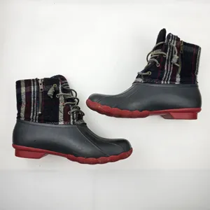 Sperry Saltwater Duck Boots Womens‎ 10 M Blue Red Wool Plaid Waterproof Rubber thumbnail 9