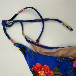 PQ SWIM PILYQ Bikini Bottoms SZ Small Boca Tie String Teeny NEW NWOT Blue Floral thumbnail 6