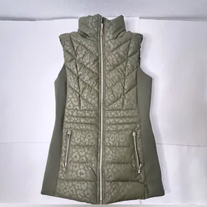 Michael‎ Kors Women's Quilted Trim Puffer Vest Size XS Green Cheetah No Hood thumbnail 5