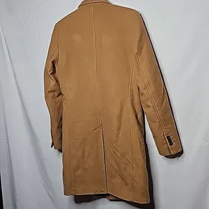 NWOT Zara tan long Tessuti wool made in Italy 2 button collared jacket coat sz S thumbnail 7