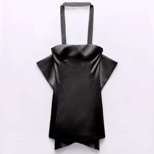 ZARA Large Back BOW TRIM VOLUMINOUS SATIN EFFECT MINI DRESS Black Size M NEW thumbnail 10